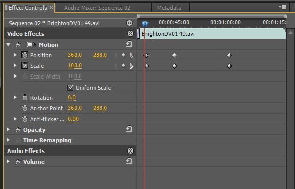 Effects control window