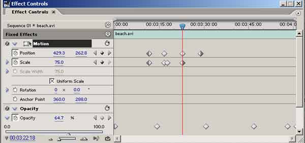 Effects control window